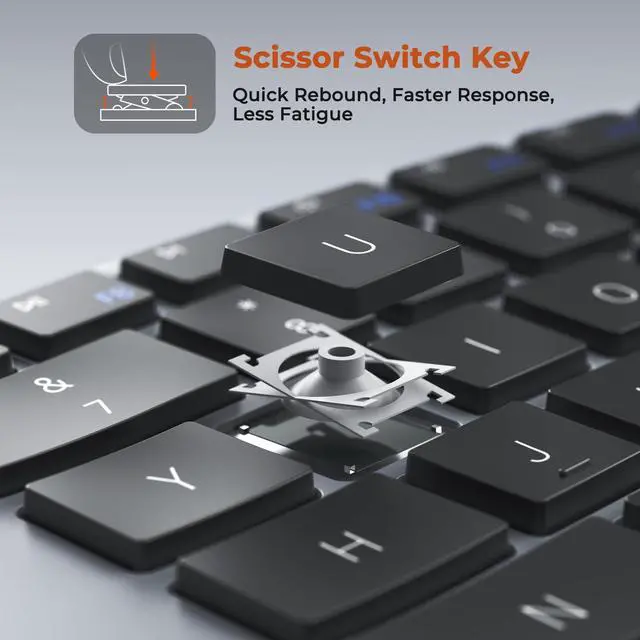 Alt view image 6 of 7 - Wireless Ergonomic Keyboard, Split S-Curve, Bluetooth & 2.4G, Black
