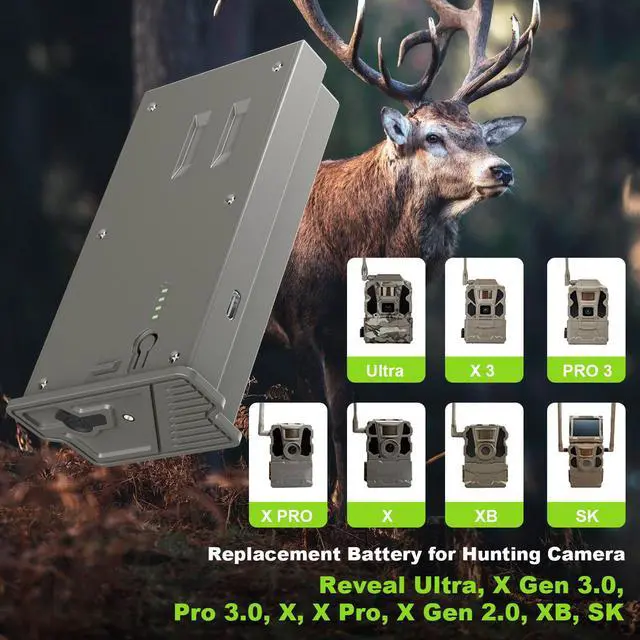 Alt view image 5 of 6 - 2 Pack Rechargeable Lithium Batteries For Reveal Cellular Trail Camera Ultra, X Gen 3.0, Pro 3.0, X, X Pro, X Gen 2.0, XB, SK, Upgraded Solar Charge System & LED Battery Meter