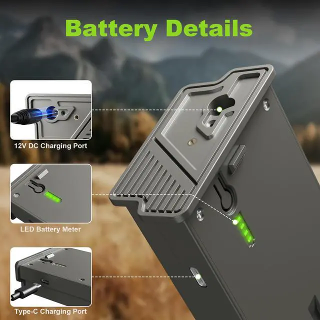 Alt view image 4 of 6 - 2 Pack Rechargeable Lithium Batteries For Reveal Cellular Trail Camera Ultra, X Gen 3.0, Pro 3.0, X, X Pro, X Gen 2.0, XB, SK, Upgraded Solar Charge System & LED Battery Meter
