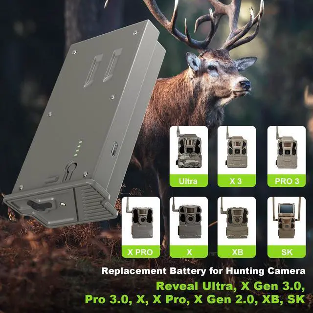 Alt view image 5 of 6 - 5 Pack Upgraded Rechargeable Battery 6000mAh for Reveal Camera Enhanced Solar Charging Battery Compatible with Reveal Hunting Trail Camera Ultra, X Gen 3.0, Pro 3.0, X, X Pro, X Gen 2.0, XB, SK