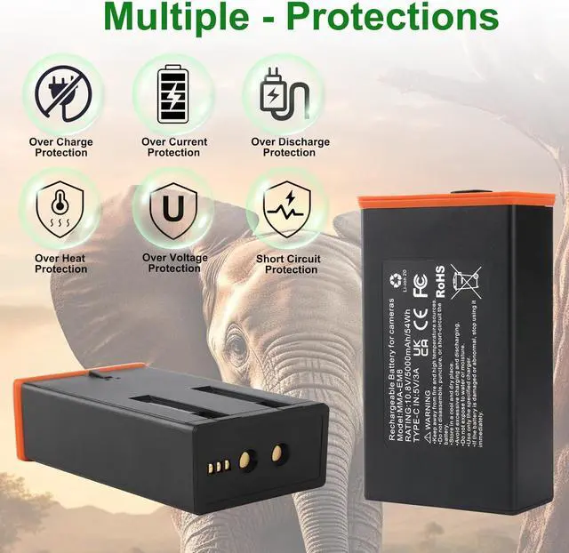 Alt view image 4 of 7 - 4 Pack Replacement Battery for Moultrie Edge Trail Cameras, 5000mAh High Capacity Rechargeable Compatible with Moultrie Edge, Edge PRO, Edge 2 & PRO etc, Long-Lasting Power Supply