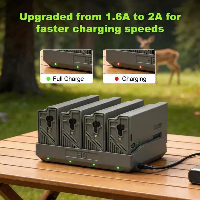 Alt view image 3 of 7 - 4PCS Upgraded 6000mAh Battery Pack with 4 Port Battery Charger for Reveal Camera Enhanced Solar Charging Battery Compatible with Hunting Trail Camera Reveal Ultra, X Gen 3.0, Pro 3.0, X, X Pro, X Gen