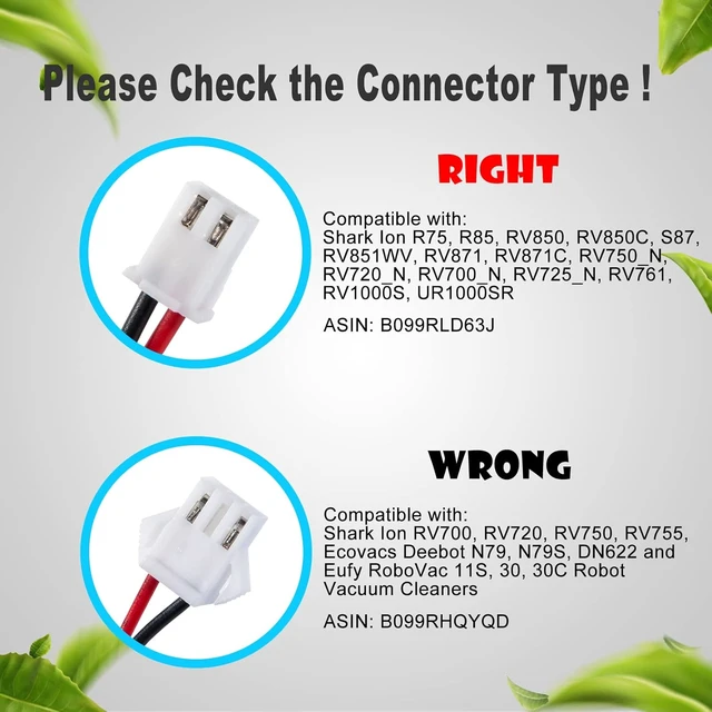 Alt view image 6 of 7 - 3500mAh 2-Prong Battery for Shark RVBAT850 Ion Robot Vacuum RV1001AE R75 R85 RV761 RV850C RV1000S