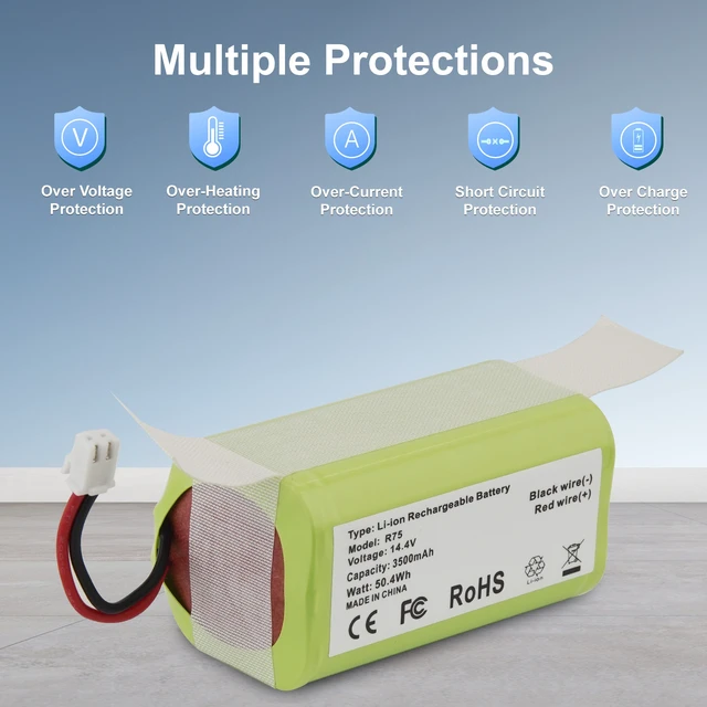 Alt view image 2 of 7 - 3500mAh 2-Prong Battery for Shark RVBAT850 Ion Robot Vacuum RV1001AE R75 R85 RV761 RV850C RV1000S