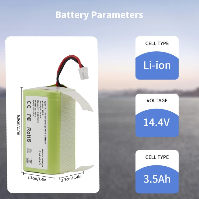 Alt view image 4 of 7 - 3500mAh 2-Prong Battery for Shark RVBAT850 Ion Robot Vacuum RV1001AE R75 R85 RV761 RV850C RV1000S