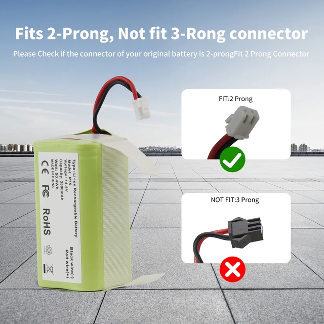 Alt view image 5 of 7 - 3500mAh 2-Prong Battery for Shark RVBAT850 Ion Robot Vacuum RV1001AE R75 R85 RV761 RV850C RV1000S