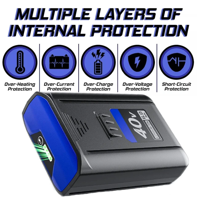 Alt view image 7 of 7 - MADOT 2 Packs Replacement for Kobalt 40V Battery 6000mAh KPM1040A-03, KM-1640-06, KM 4040-06 Cordless Power Tool