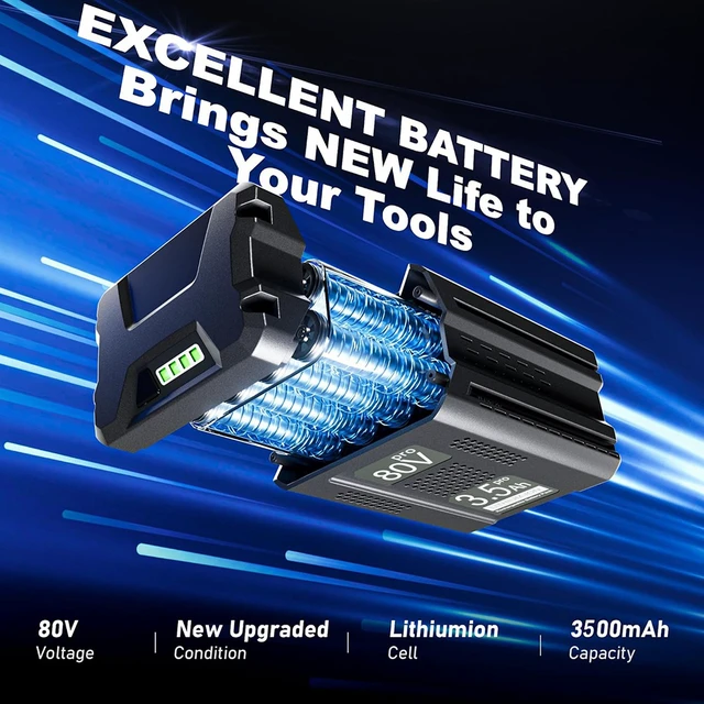 Alt view image 2 of 7 - 3.5Ah Lithium-ion Battery Replacement for Kobalt 80V Max Battery 3500mAh Compatible with Kobalt 80 Volt Cordless Power Tools KB2580-06 KB680-06 KB580-06 KB280-06