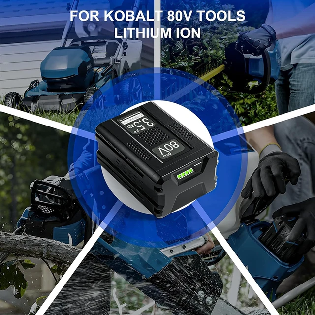 Alt view image 7 of 7 - 3.5Ah Lithium-ion Battery Replacement for Kobalt 80V Max Battery 3500mAh Compatible with Kobalt 80 Volt Cordless Power Tools KB2580-06 KB680-06 KB580-06 KB280-06