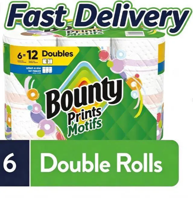Main image of Bounty Paper Towels Select-A-Size Print, 6 Double Rolls, 82 Sheets Per Roll