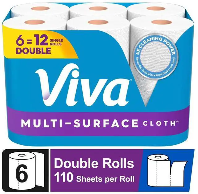 Main image of Viva Multi-Surface Cloth Paper Towels, 6 Double Rolls, 110 Sheets per Roll