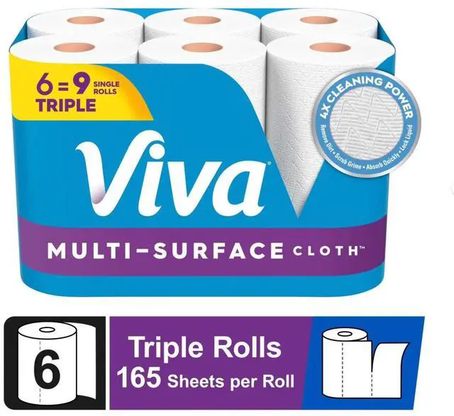 Main image of Viva Multi-Surface Cloth Paper Towels, 6 Triple Rolls, 165 Sheets per Roll