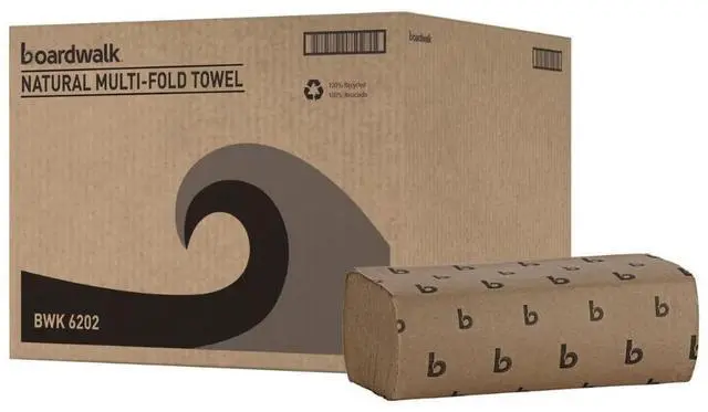 Main image of Boardwalk Multifold Commercial Paper Towels, Natural, 250 Towels/Pack, 16 Packs/Carton, 9 x 9.45 inches