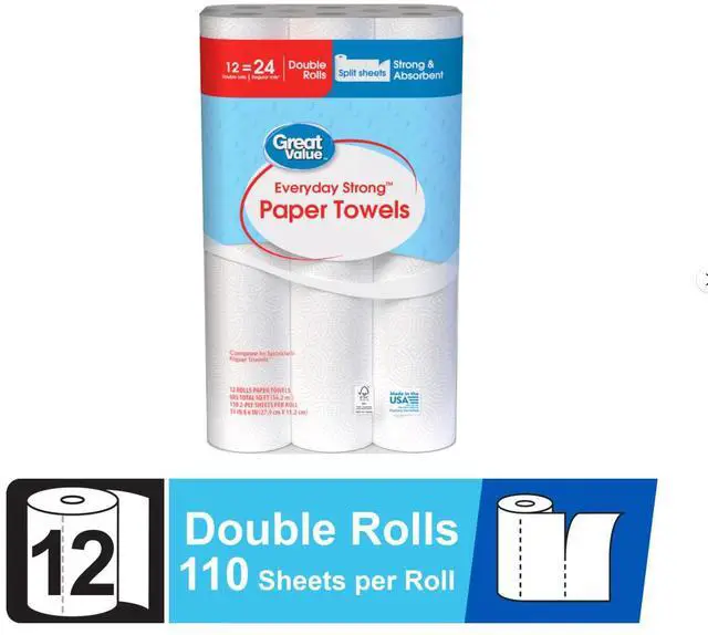 Main image of Great Value Everyday Strong Paper Towels, 12 Double Rolls
