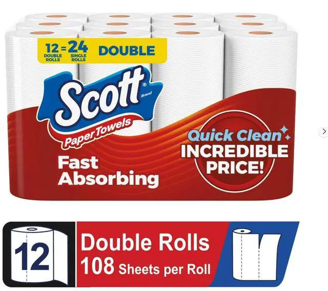 Main image of Scott Paper Towels, Choose-A-Sheet, 12 Double Rolls