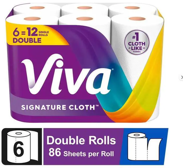 Main image of Viva Signature Cloth Paper Towels, 6 Double Rolls, 86 Sheets per Roll