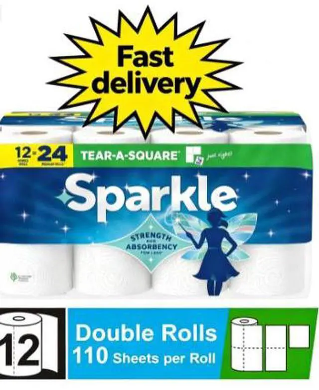 Main image of Sparkle Tear-A-Square Paper Towels, 12 Double Rolls, 110 Sheets per Roll