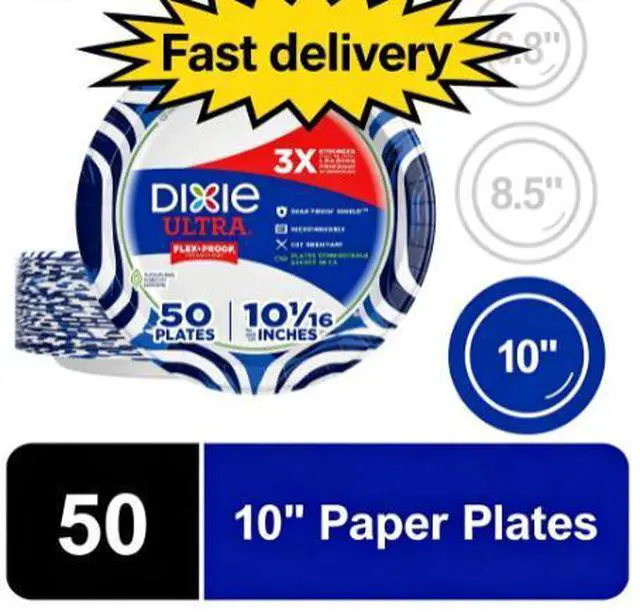 Main image of Dixie Ultra Disposable Plates, 10", Multi-Color, 50 Count