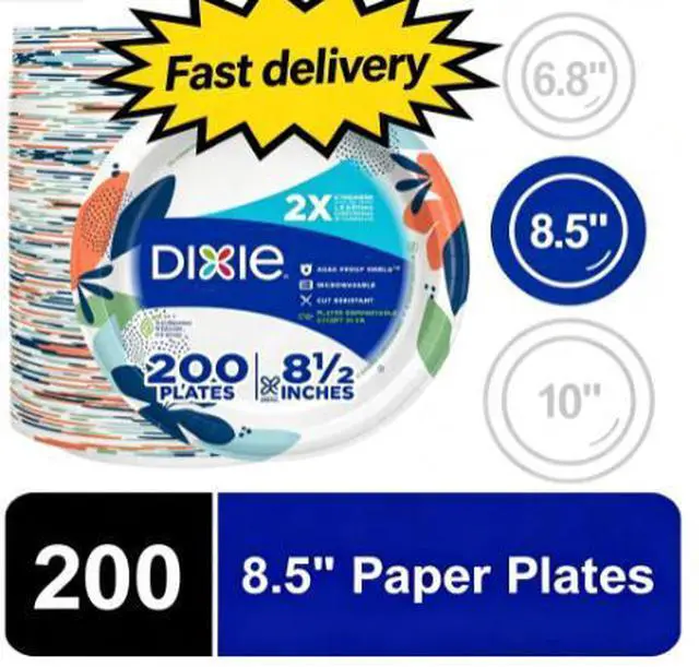 Main image of Dixie Disposable Paper Plates, 8.5", Multi-Color, 200 Count