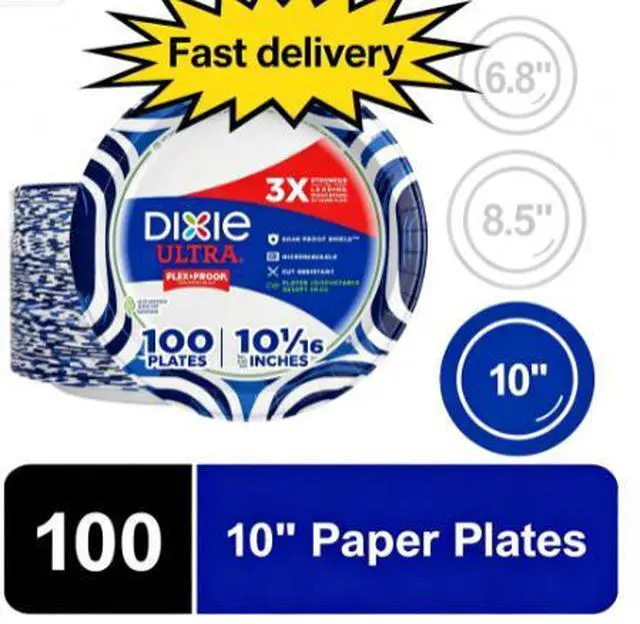 Main image of Dixie Ultra Disposable Plates, 10", Multi-Color, 100 Count