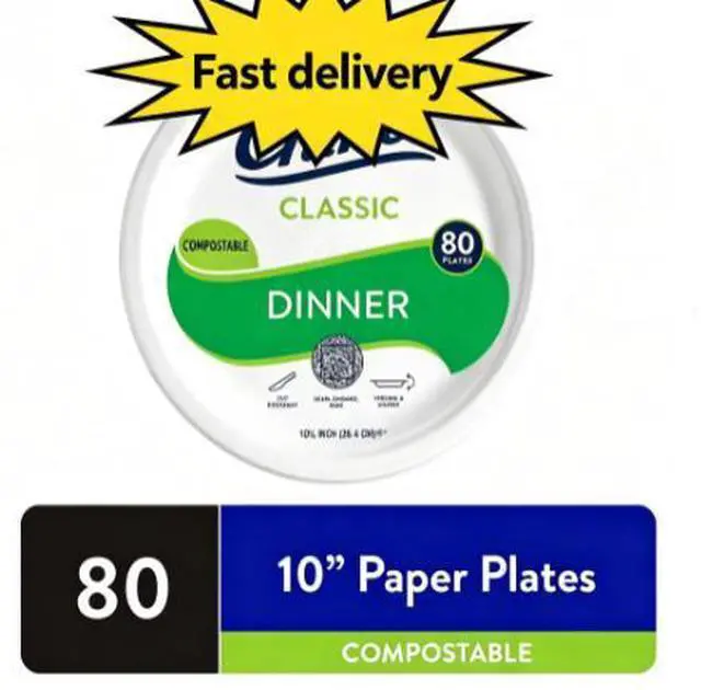 Main image of Chinet Classic Premium Disposable Dinner Plates, 10 3/8", White, 80 Count