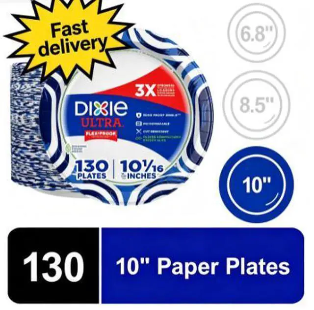 Main image of Dixie Ultra Disposable Plates, 10", Multi-Color, 130 Count