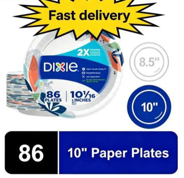 Main image of Dixie Disposable Plates, 10", Multi-Color, 86 Count