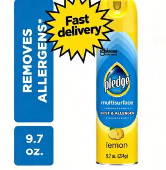 Main image of Pledge Clean It Dust & Allergen Multi Surface Cleaner Spray, Spring Cleaning Supplies, Lemon Scent, 9.7 Ounce