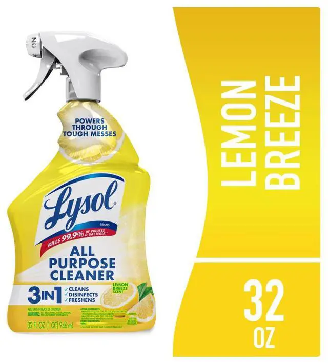 Main image of Lysol® All Purpose Cleaner Sanitizing and Disinfecting Spray Lemon Breeze Scent, 32 oz, Bottle