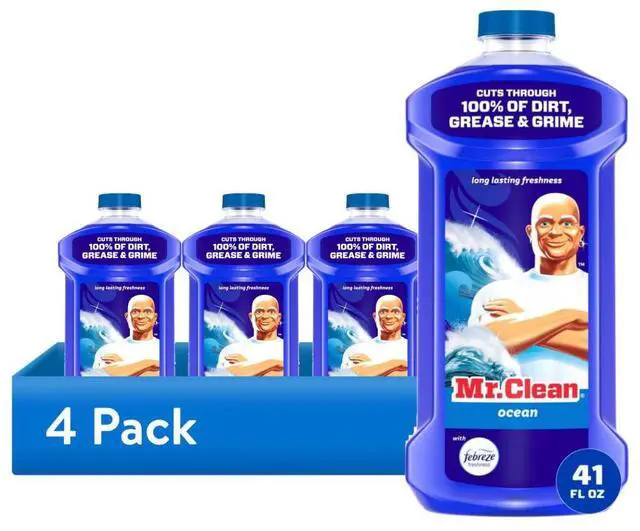 Main image of (4 pack) Mr. Clean All Purpose Cleaner, Cleaning Liquid, Ocean, 41 fl oz