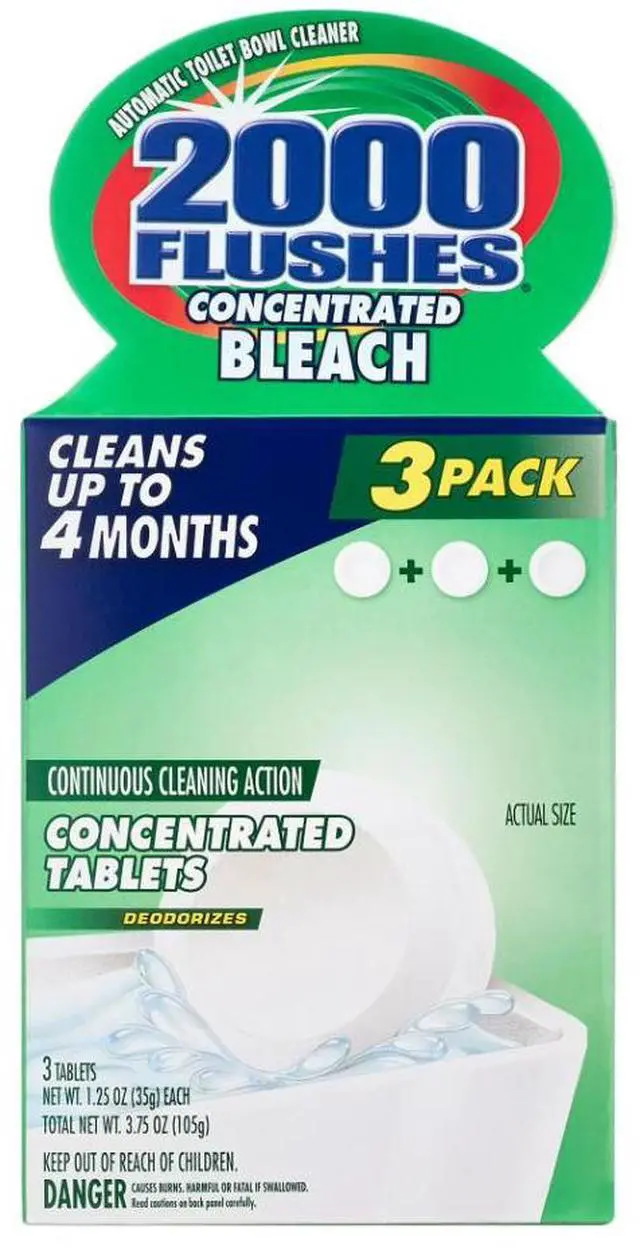 Main image of 2000 Flushes Concentrated Bleach Automatic Toilet Bowl Cleaner, 3.5 oz (3 Pack)