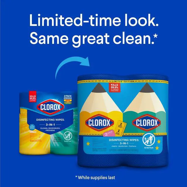 Alt view image 5 of 6 - Clorox Disinfecting Cleaning Wipes Back to School Variety Pack, 75 Count, Pack of 2