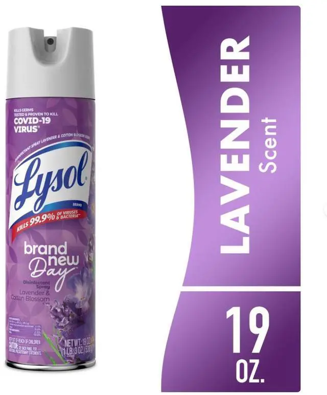 Main image of Lysol Disinfectant Spray, Sanitizing and Antibacterial Spray, Lavender & Cotton Blossom, 19 oz