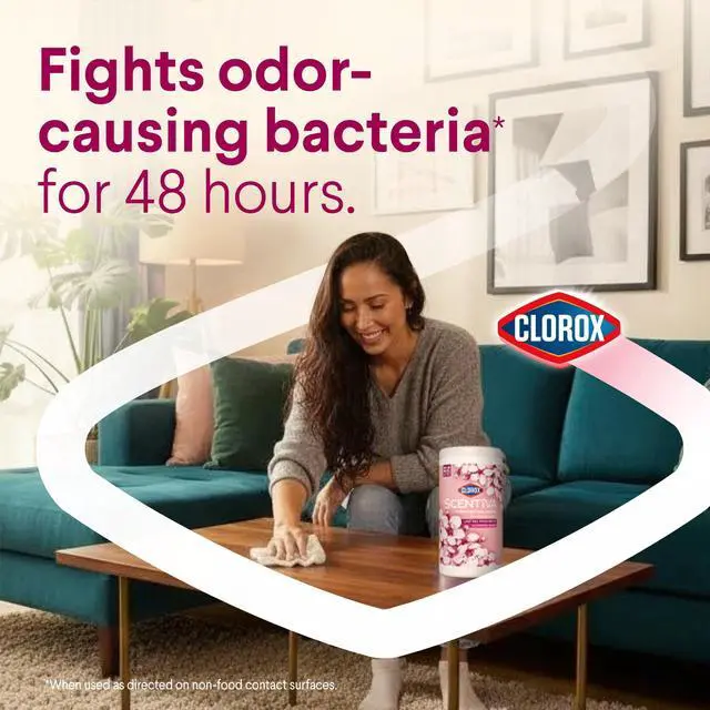 Main image of Clorox Scentiva Disinfecting Wipes, Cherry Blossom and Peach, 75 Count
