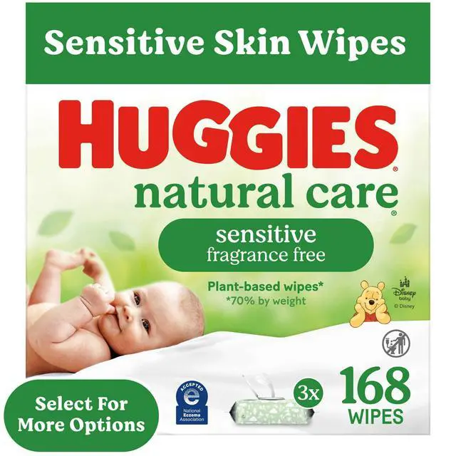 Alt view image 5 of 7 - Huggies Natural Care Sensitive Baby Wipes, Unscented, 3 Flip-Top Packs, 168 Count