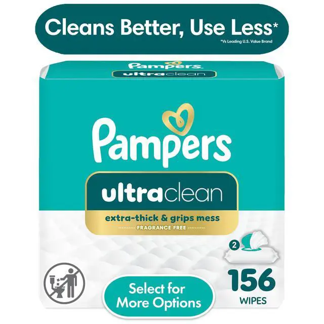 Alt view image 4 of 6 - Pampers Ultra Clean Baby Wipes, 2-Pack 156 Wipes (Select for More Options)