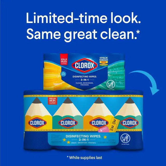 Alt view image 5 of 6 - Clorox Disinfecting Cleaning Wipes Back to School Variety Pack, 75 Count, Pack of 4