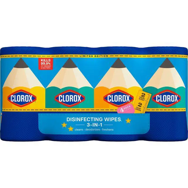 Alt view image 2 of 6 - Clorox Disinfecting Cleaning Wipes Back to School Variety Pack, 75 Count, Pack of 4