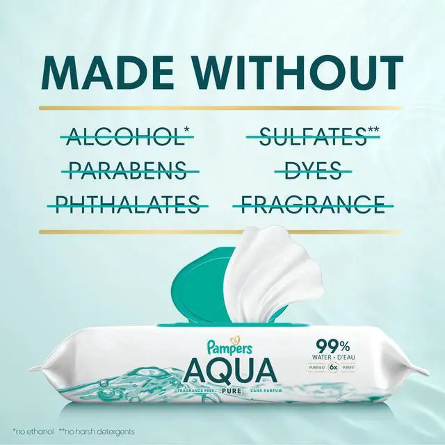 Alt view image 5 of 6 - Pampers Aqua Pure Baby Wipes Unscented, 2-Pack, 112 Total Wipes (Select for More Options)