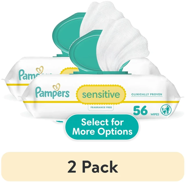 Alt view image 3 of 7 - (2 pack) Pampers Sensitive Baby Wipes Unscented, 1-Pack, 56 Total Count (Select for More Options)