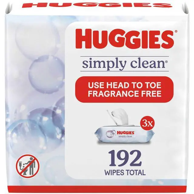 Alt view image 4 of 6 - Huggies Simply Clean Unscented Wipes, 3 Flip-Top Packs, 192 Total Count