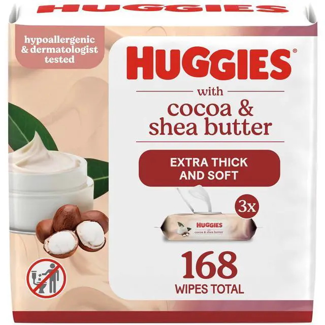 Alt view image 6 of 7 - Huggies Sensitive Skincare Baby Wipes with Cocoa & Shea Butter, 3 Flip-Top Packs, 168 Total Count