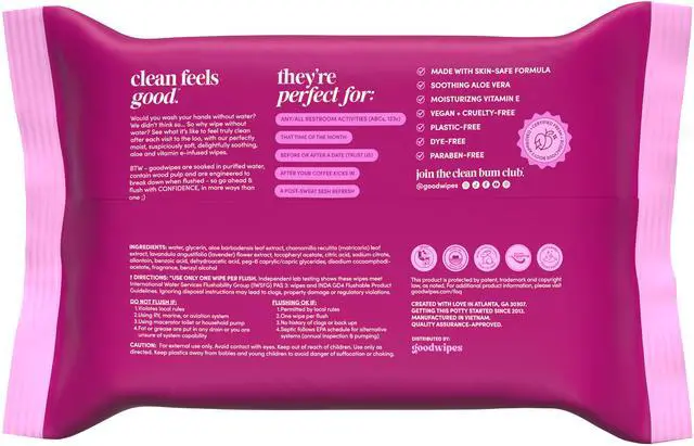 Alt view image 7 of 7 - goodwipes Flushable Butt Wipes, Rosewater Scented, 2 Pack, 100 Total XL Wipes