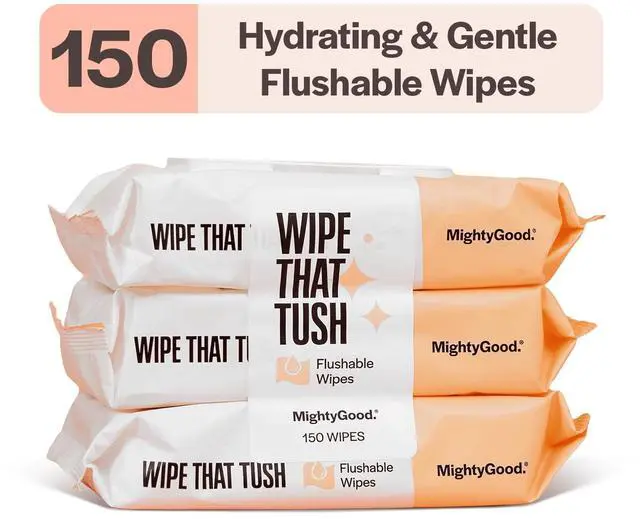 Main image of Wipe that Tush Flushable Wipes, Aloe & Vitamin E Infused, Fragrance-Free, 3 Packs of 50 Wipes, 150 Total