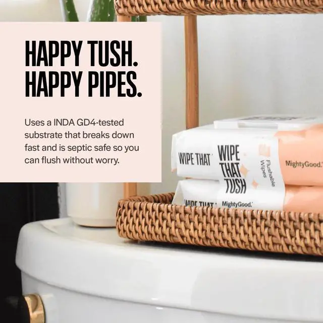 Alt view image 2 of 6 - Wipe that Tush Flushable Wipes, Aloe & Vitamin E Infused, Fragrance-Free, 3 Packs of 50 Wipes, 150 Total