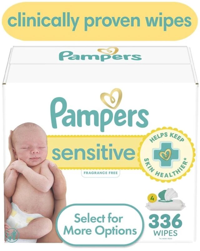 Alt view image 3 of 6 - Pampers Sensitive Baby Wipes Unscented, 4-Pack, 336 Total Count (Select for More Options)