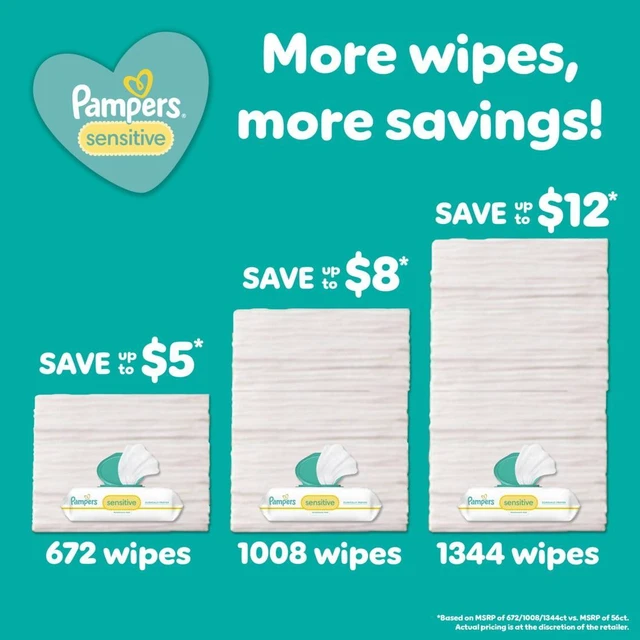 Alt view image 4 of 6 - Pampers Sensitive Baby Wipes Unscented, 4-Pack, 336 Total Count (Select for More Options)