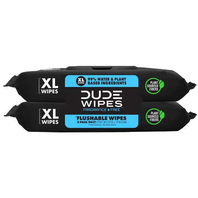 Alt view image 4 of 6 - DUDE Wipes Flushable Wipes, XL Wet Wipes for At Home Use, Unscented, 48 Count, 2 Pack