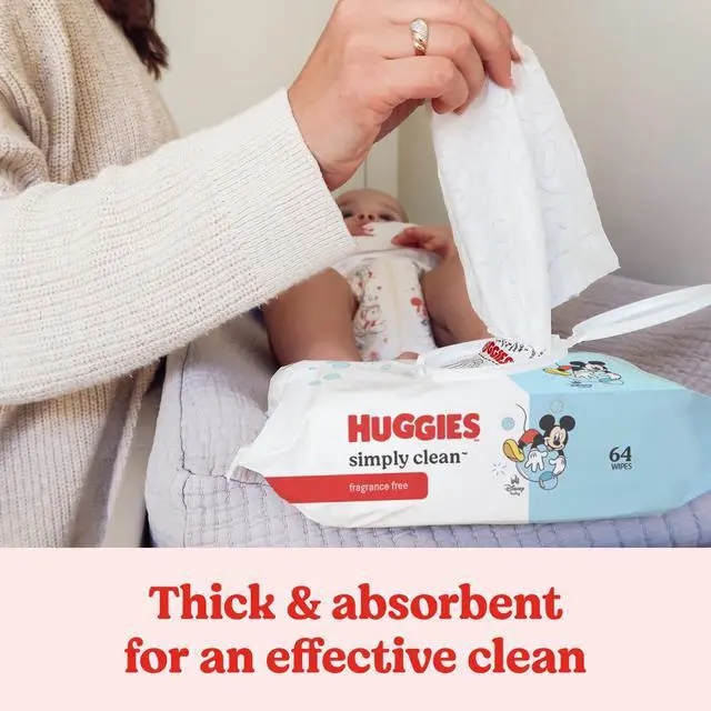 Alt view image 5 of 6 - (4 pack) Huggies Simply Clean Unscented Baby Wipes, 1 Pack, 64 Total Count (Select for More)