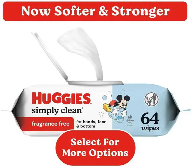 Alt view image 4 of 6 - (4 pack) Huggies Simply Clean Unscented Baby Wipes, 1 Pack, 64 Total Count (Select for More)